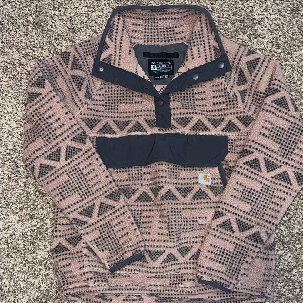 Carhartt Zip Up Pullover Sweater in Tan and Gray